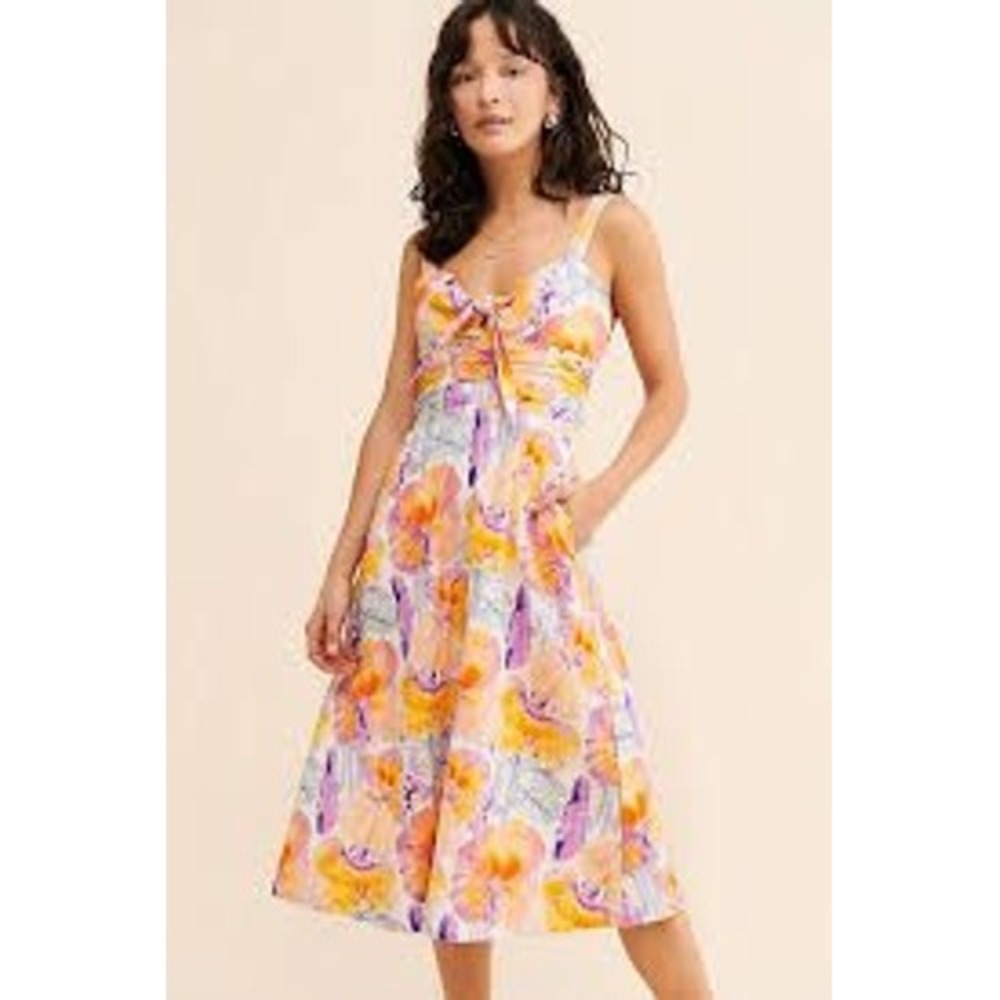 Cecilia Pettersson Anthropologie Vibrant Floral Sleeveless Midi Dress SZ 16 - Picture 1 of 9